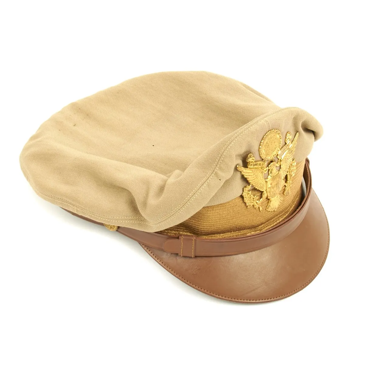 Original U.S. WWII USAAF Named Officer Khaki Crush Cap By Columbia - Captain Humphries