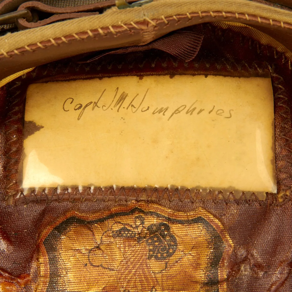 Original U.S. WWII USAAF Named Officer Khaki Crush Cap By Columbia - Captain Humphries