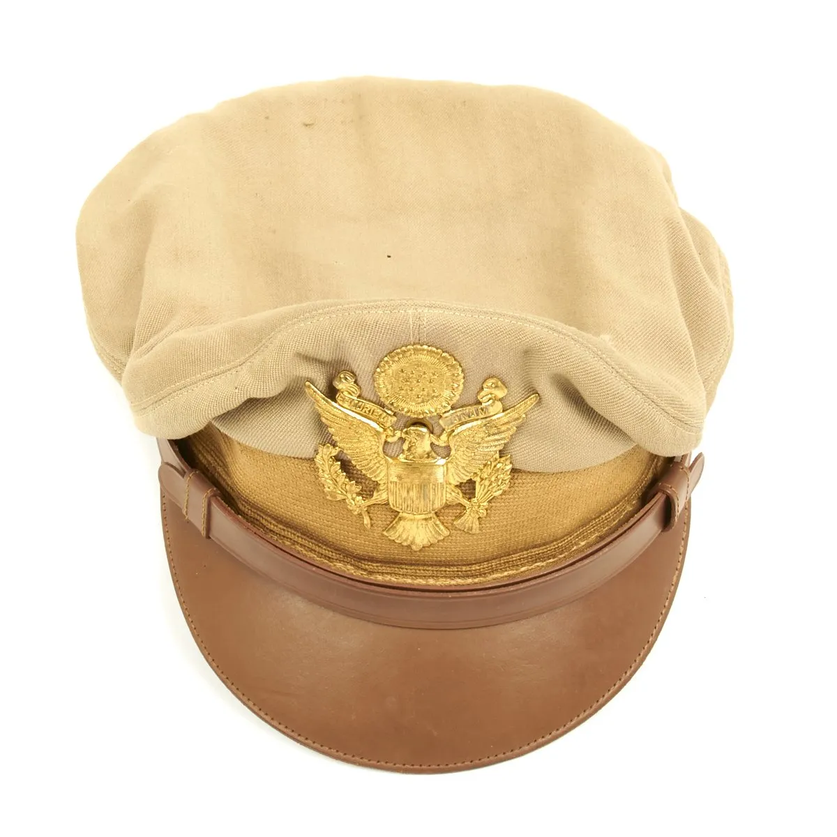 Original U.S. WWII USAAF Named Officer Khaki Crush Cap By Columbia - Captain Humphries