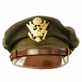 Original U.S. WWII USAAF Officer OD Green Crush Cap by Imperial Cap Works of Denver - Size 7 1/8