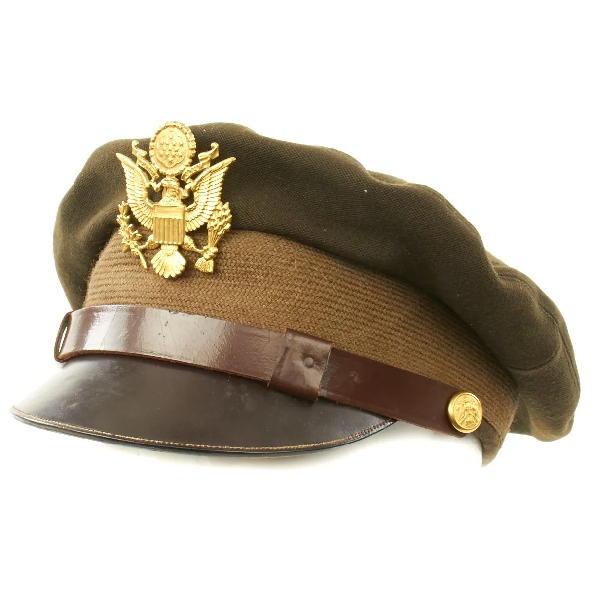 Original U.S. WWII USAAF Officer OD Green Crush Cap by Simpsons of Piccadilly, London - size 7 1/8