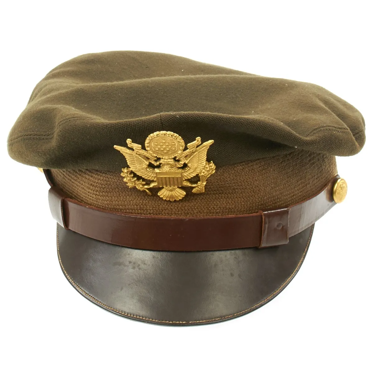 Original U.S. WWII USAAF Officer OD Green Crush Cap by Simpsons of Piccadilly, London - size 7 1/8