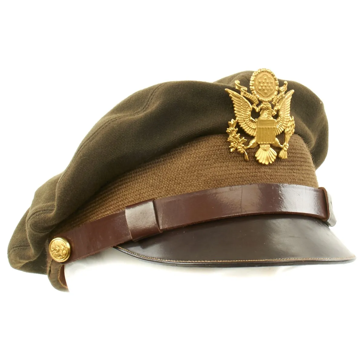 Original U.S. WWII USAAF Officer OD Green Crush Cap by Simpsons of Piccadilly, London - size 7 1/8