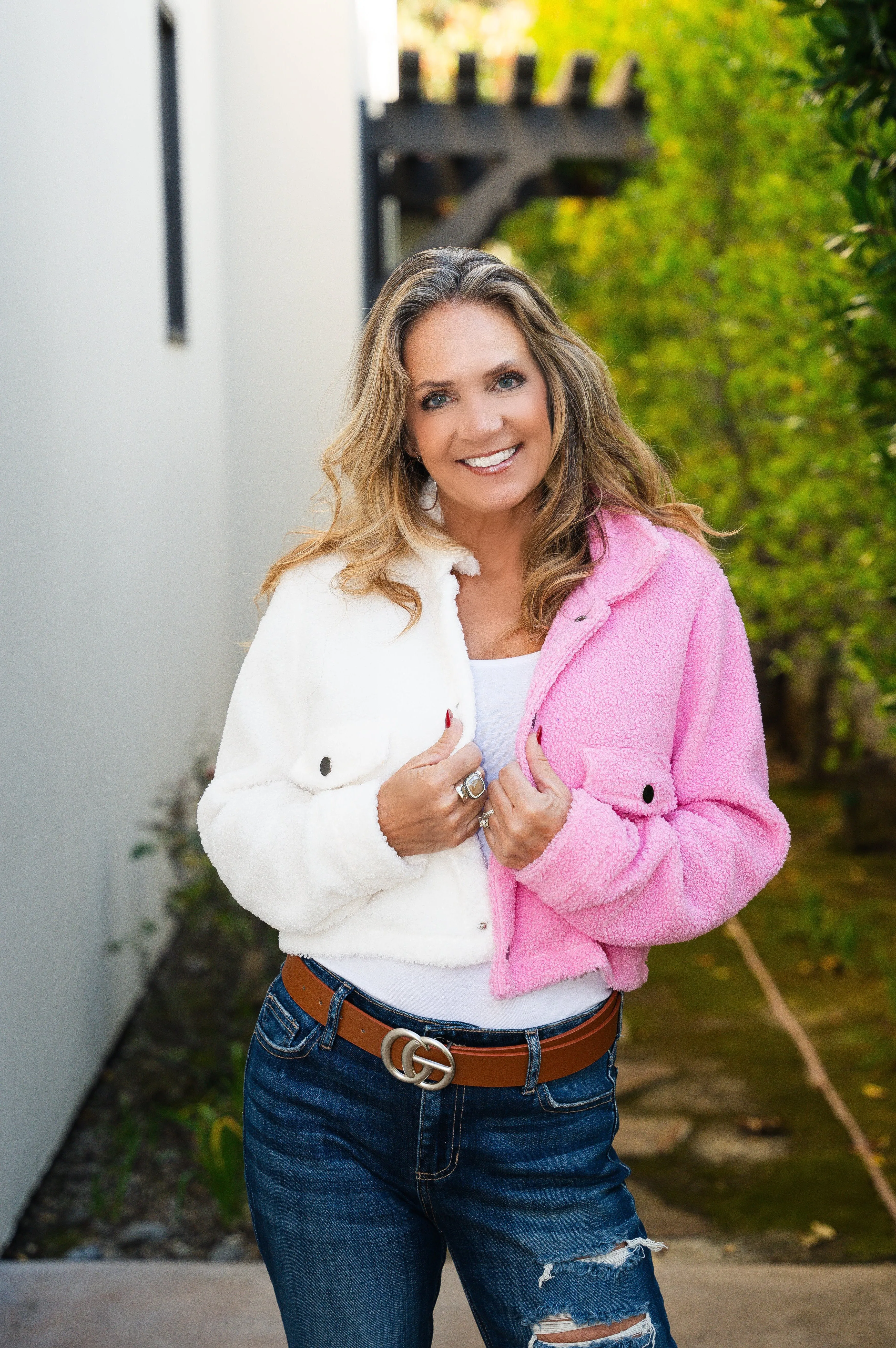 Pink and White Fur Jacket