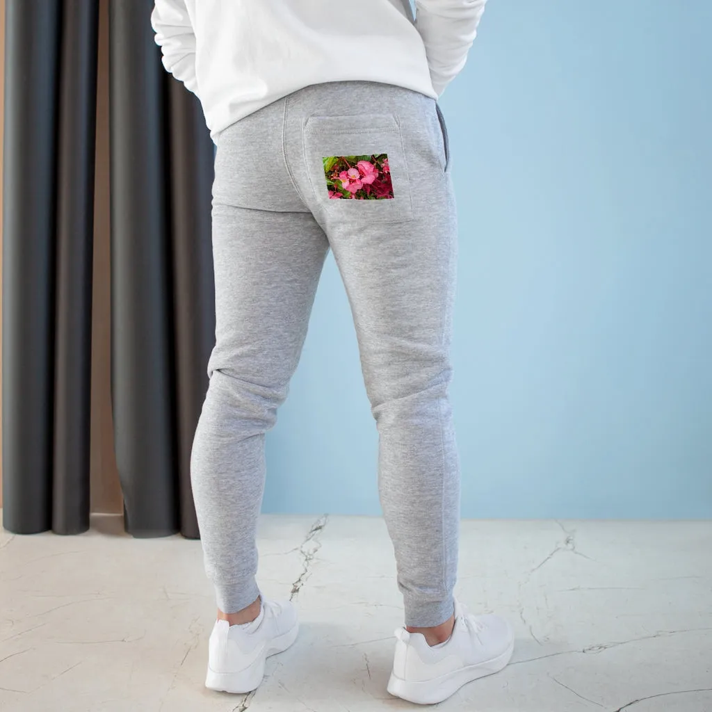 Pink Flowers Premium Fleece Joggers