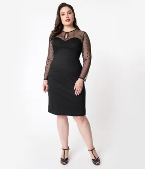 Plus Size Black Keyhole Mesh Detail Katniss Wiggle Dress