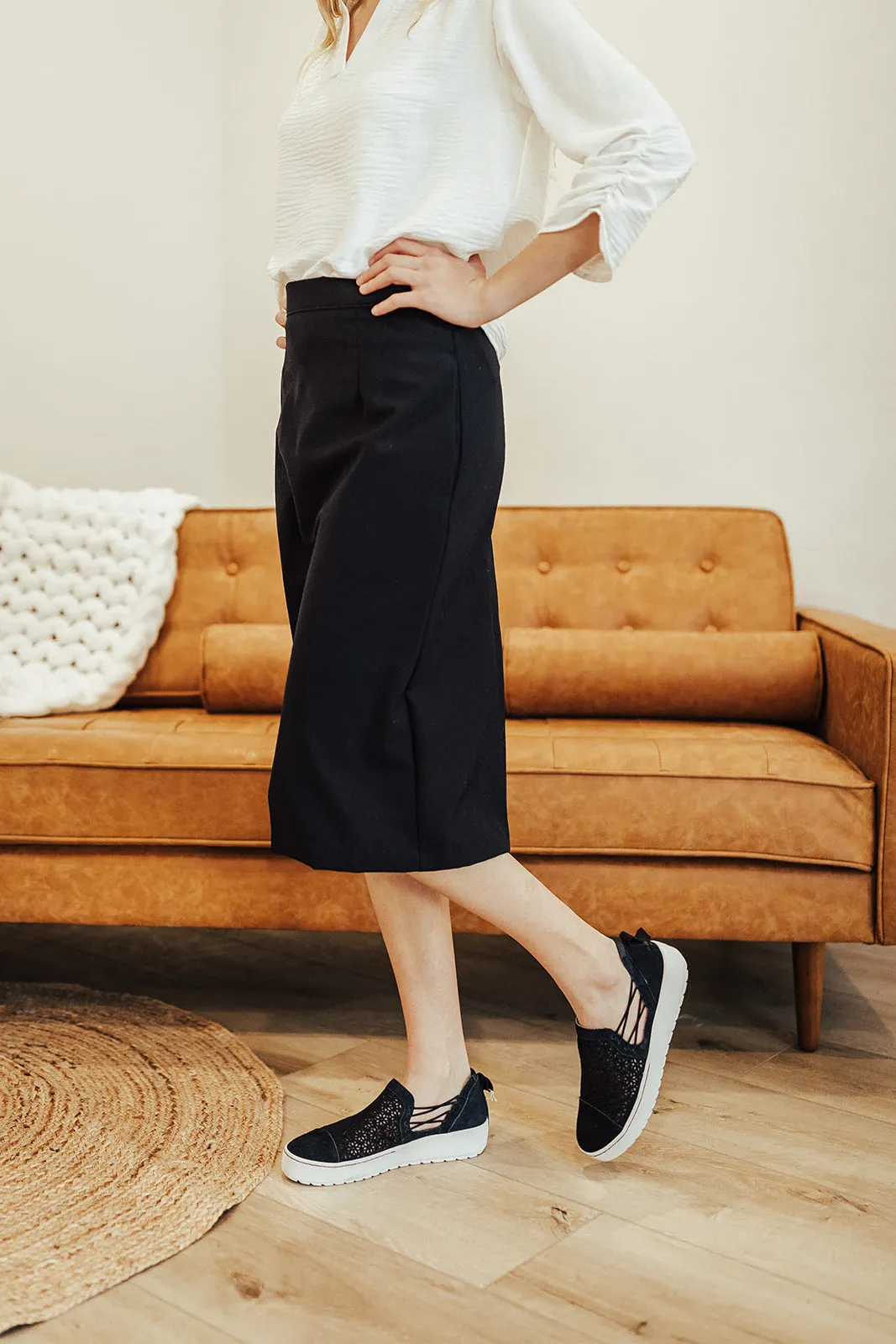 Poly/Wool Allison Skirt Navy