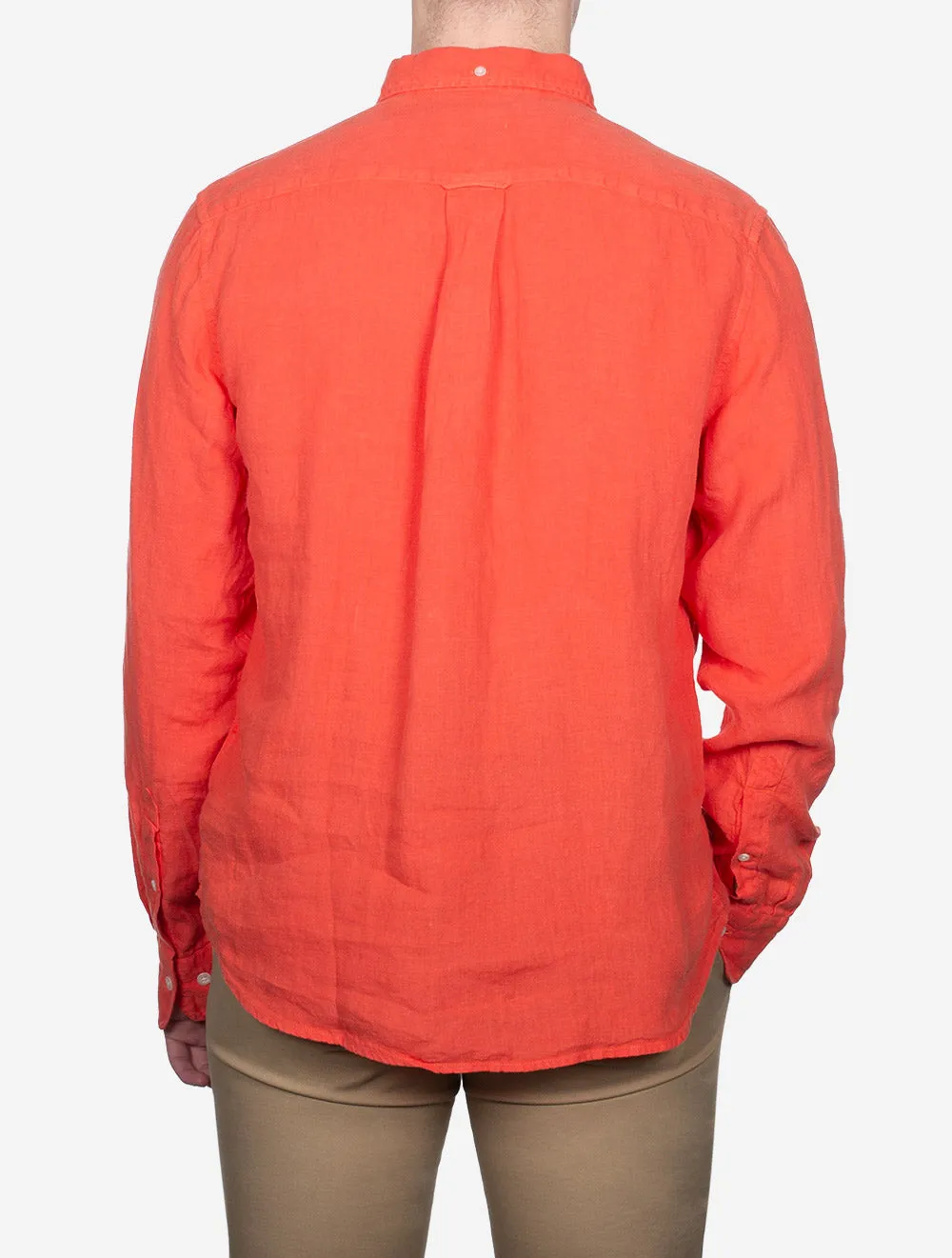 Regular Fit Garment Dyed Linen Shirt Burnt Orange