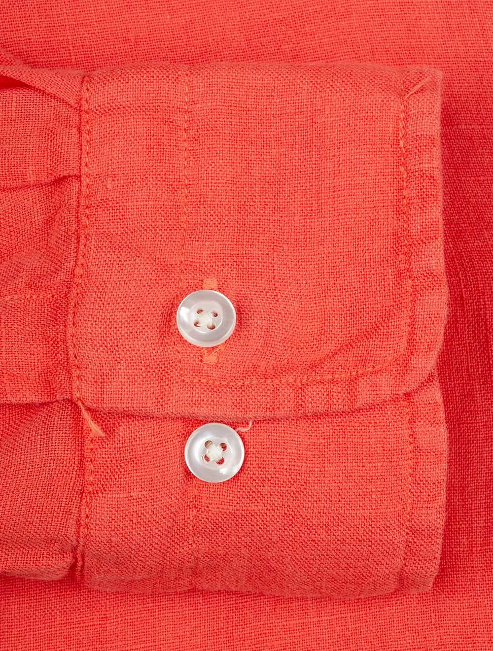 Regular Fit Garment Dyed Linen Shirt Burnt Orange