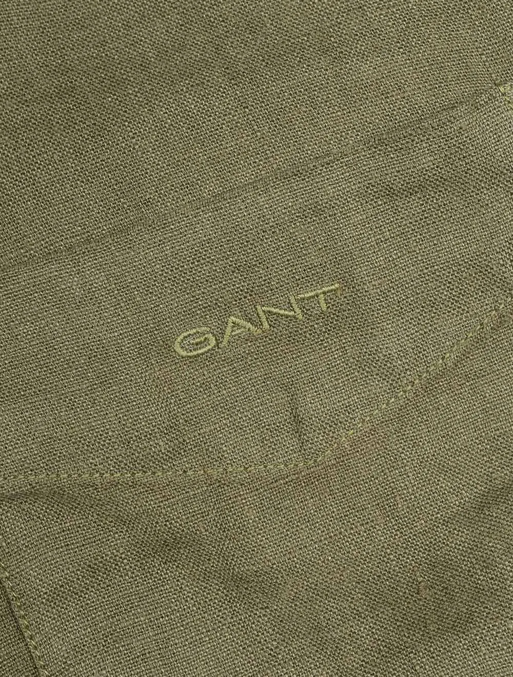 Regular Fit Garment Dyed Linen Shirt Juniper Green