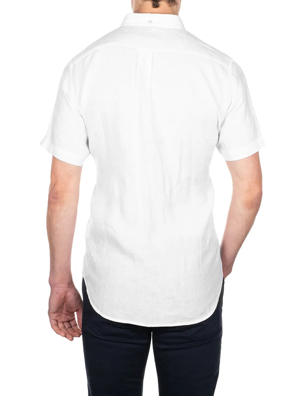 Regular Linen Short Sleeve Shirt White