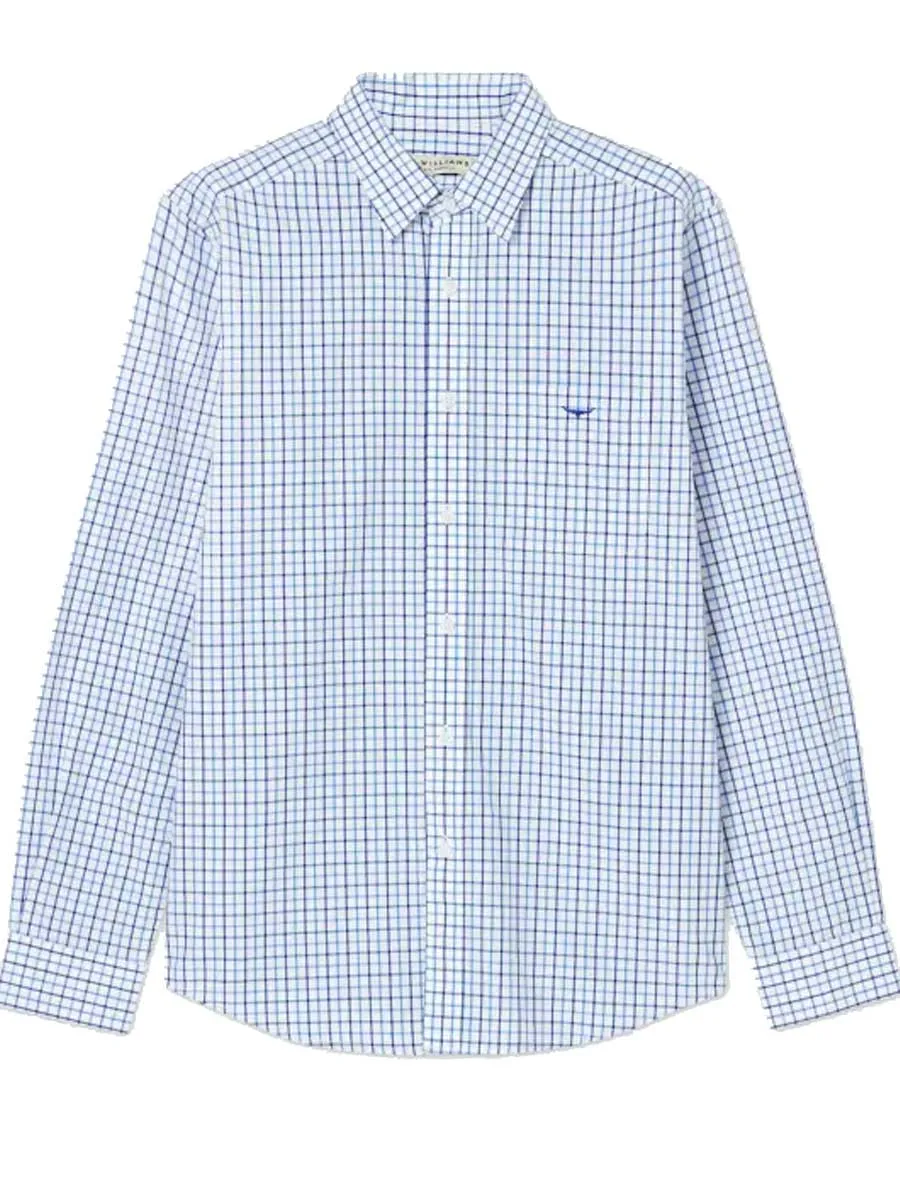 RM WILLIAMS Collins Standard Collar Men's Shirt - Pale Blue & White Check