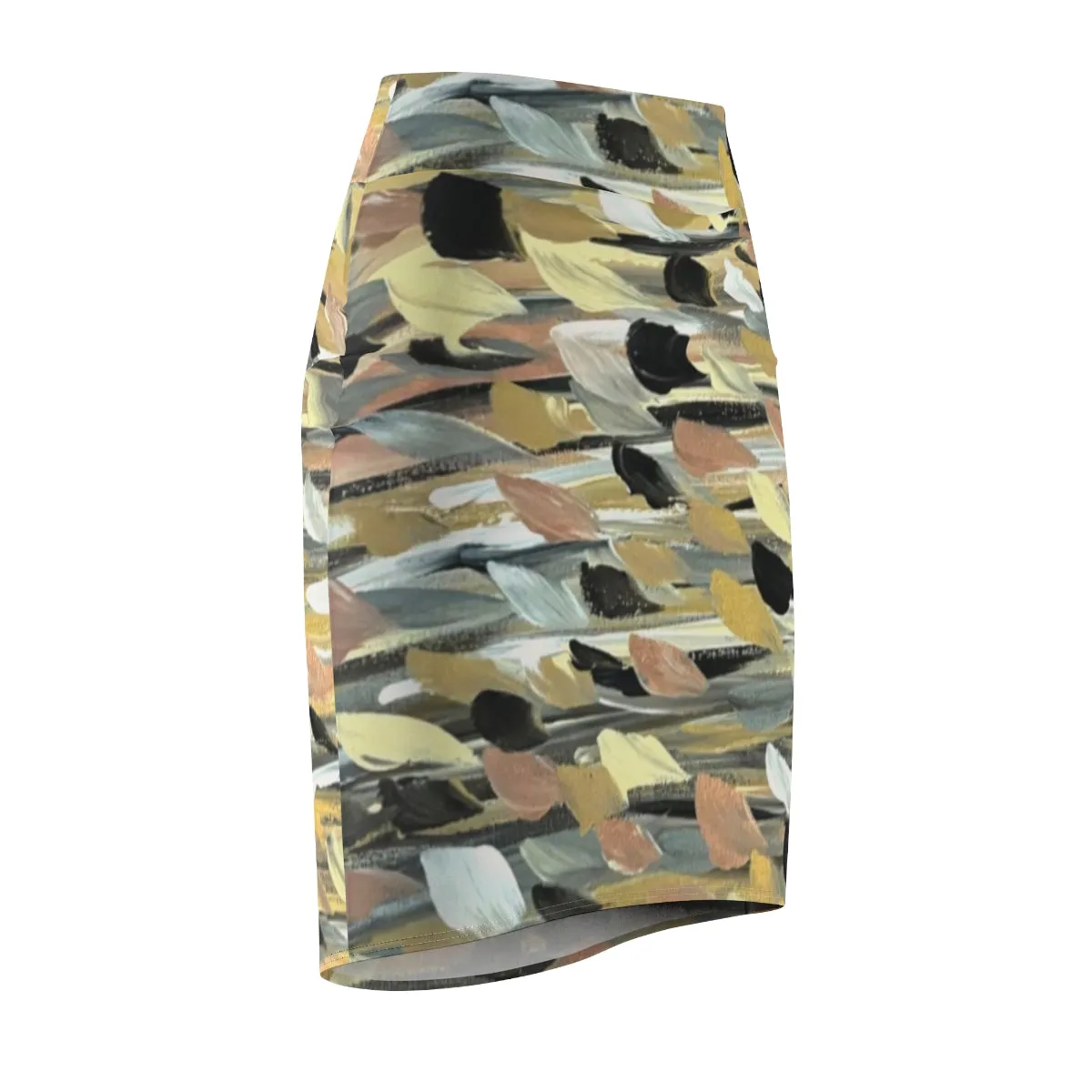 Rose Gold Brushstrokes Women's Pencil Skirt