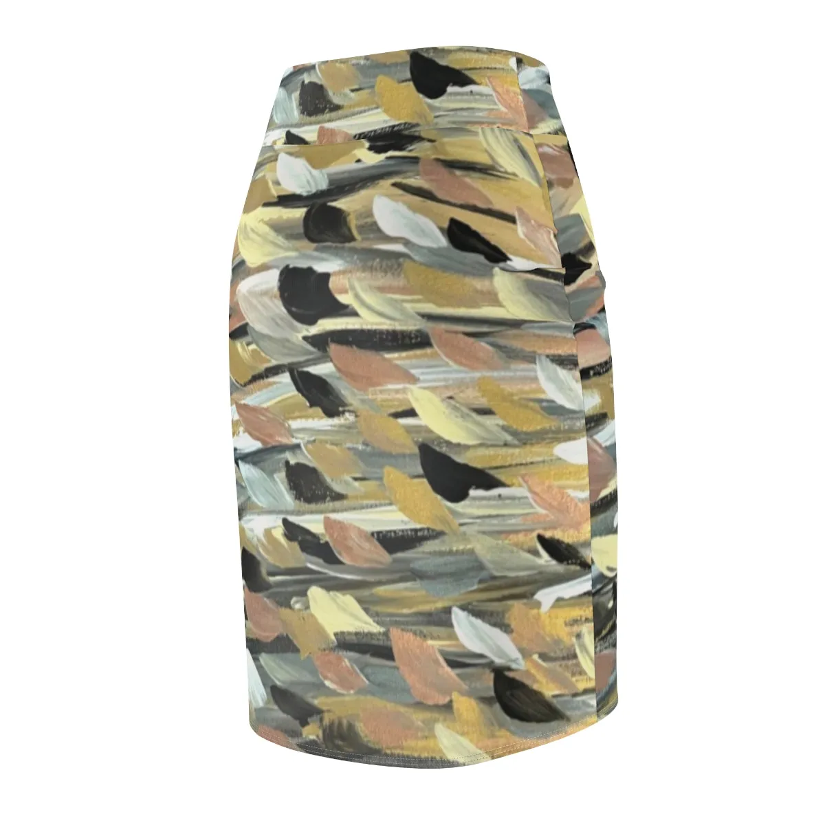 Rose Gold Brushstrokes Women's Pencil Skirt