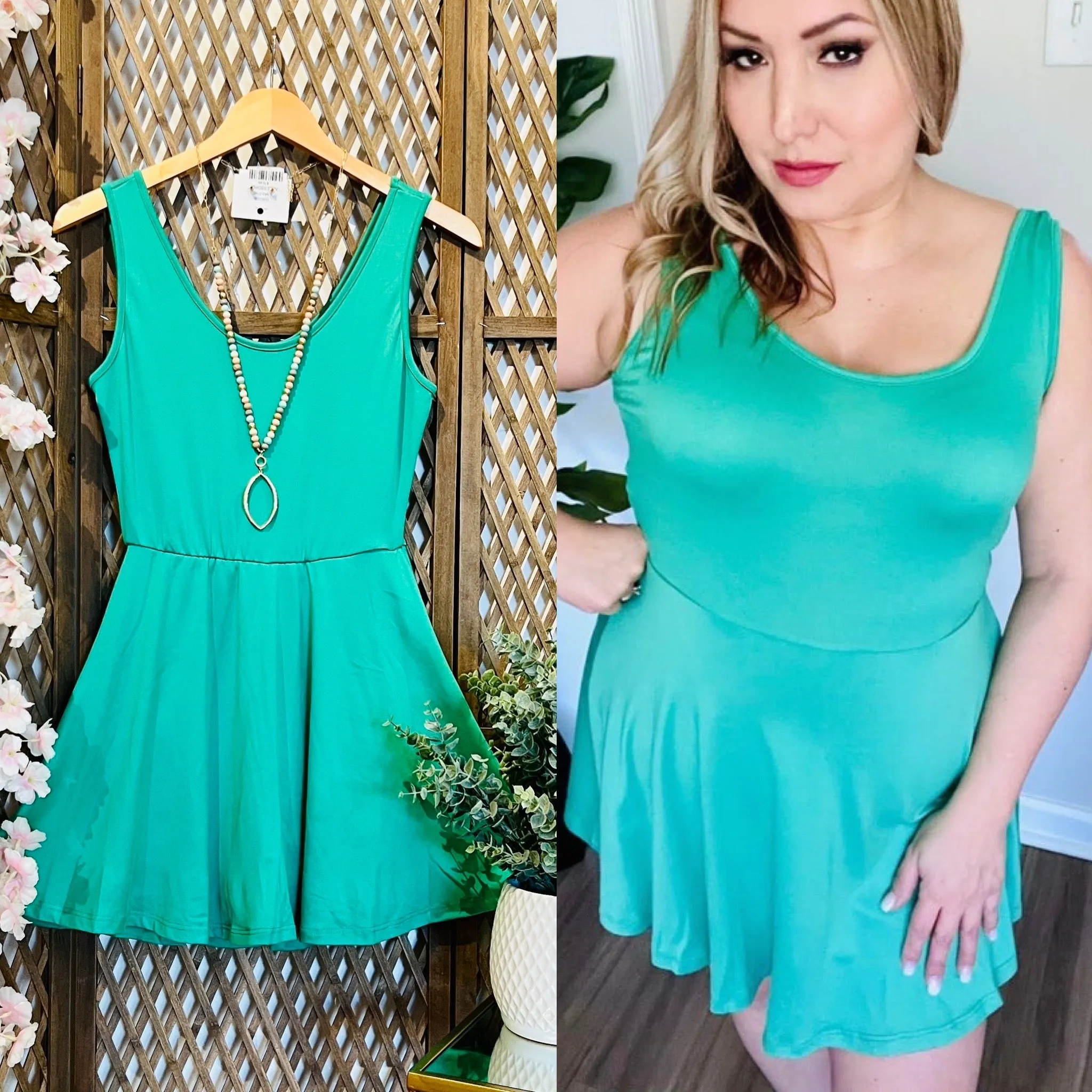 Scoop Neck Dress with Built-in Shorts