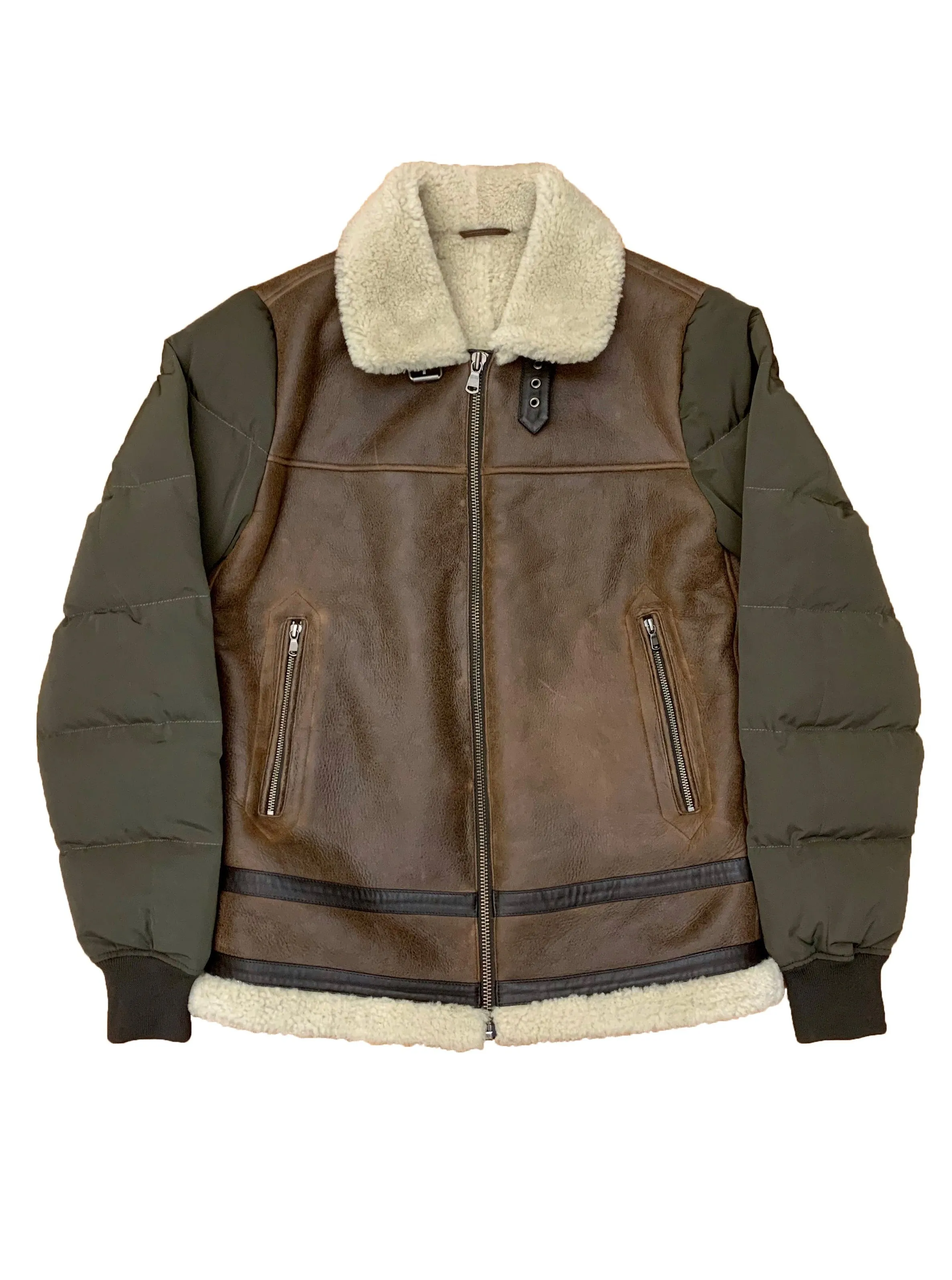 Shearling Bomber w/ Nylon Sleeves