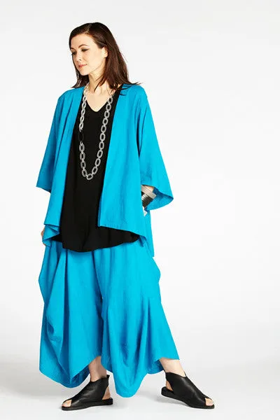 Short Kimono Jacket in Turquoise Papyrus