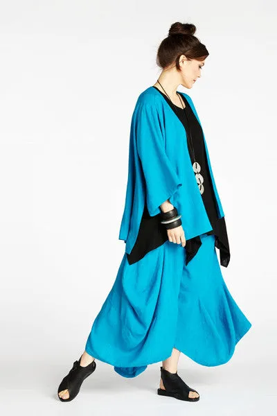 Short Kimono Jacket in Turquoise Papyrus