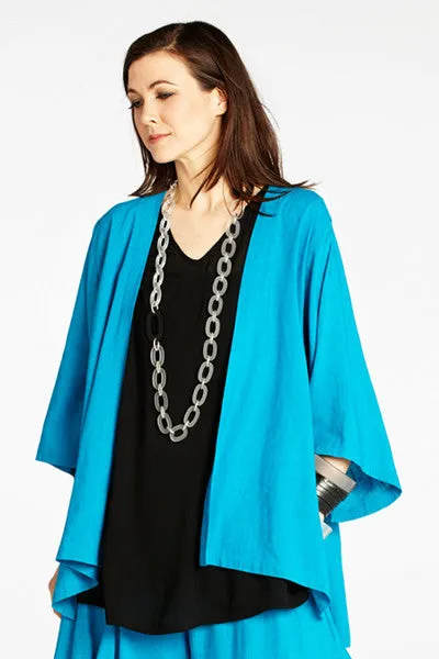 Short Kimono Jacket in Turquoise Papyrus