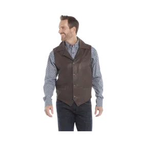 Sidran Men's Snap Front Antique Finished Lamb Nappa Concealed Carry Pocket Mocha Vest