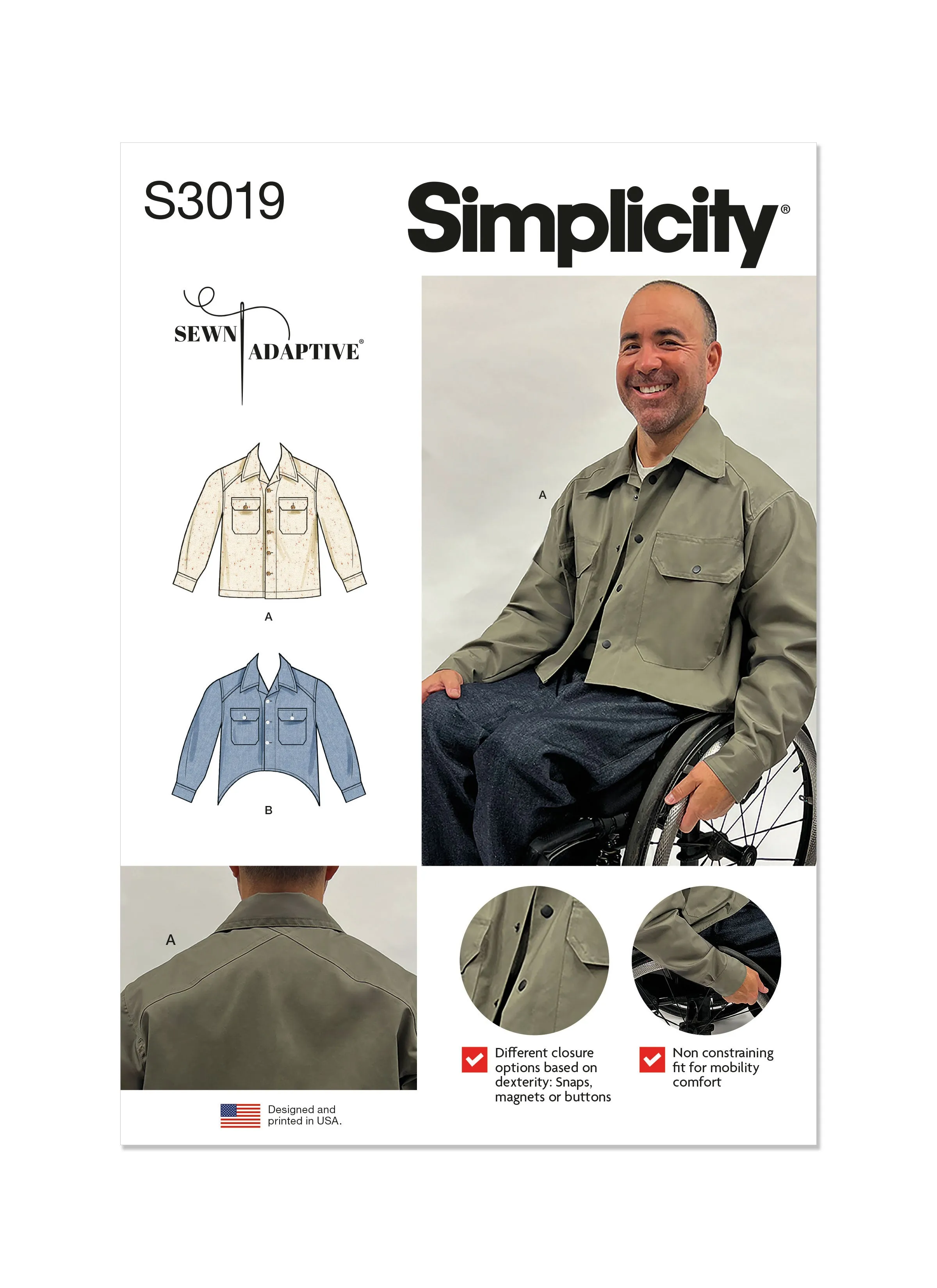 Simplicity Sewing Pattern 3019 Unisex Adaptive Shacket by Sewn Adaptive