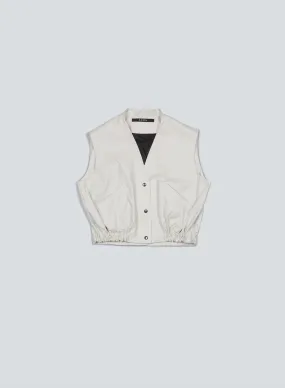 Sleeveless bomber oil | white