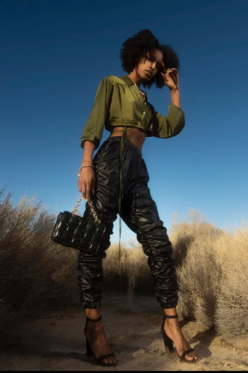 So Faux Real Leather Ruche Pants