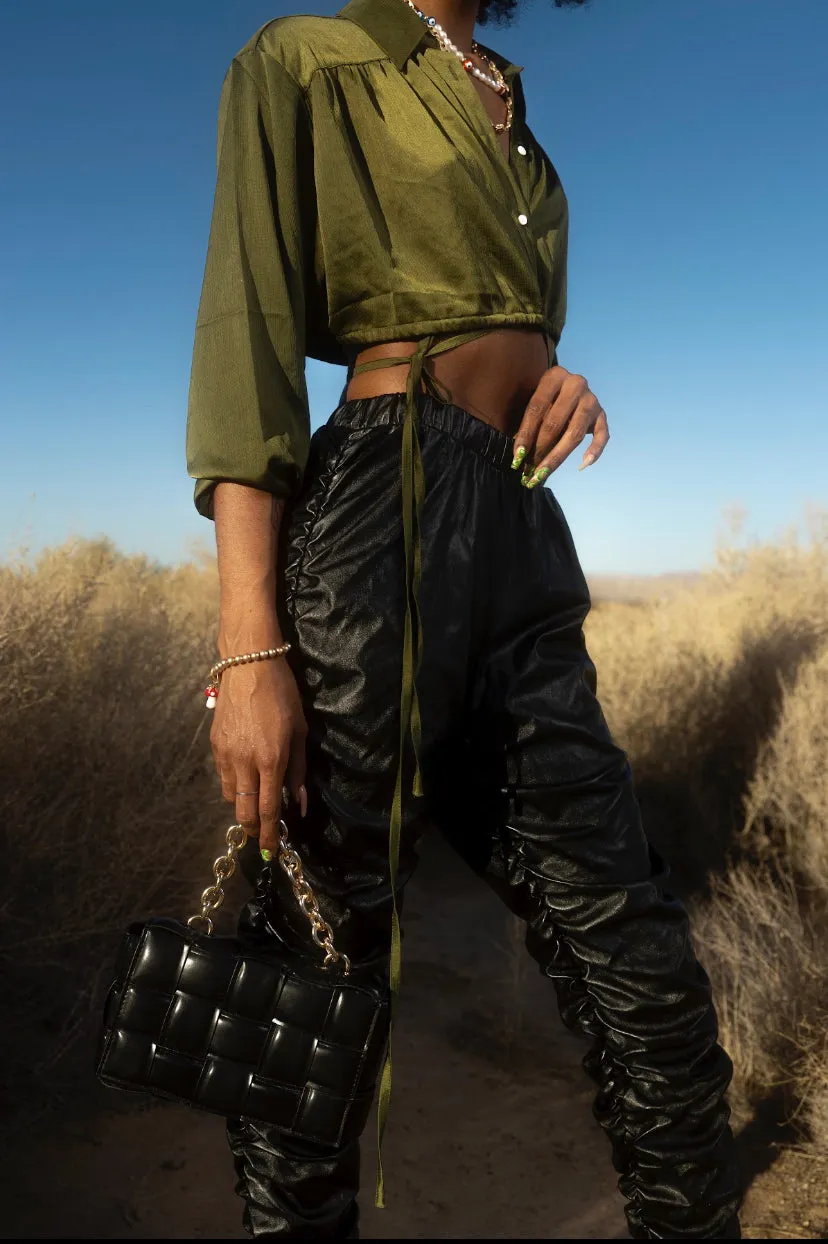 So Faux Real Leather Ruche Pants