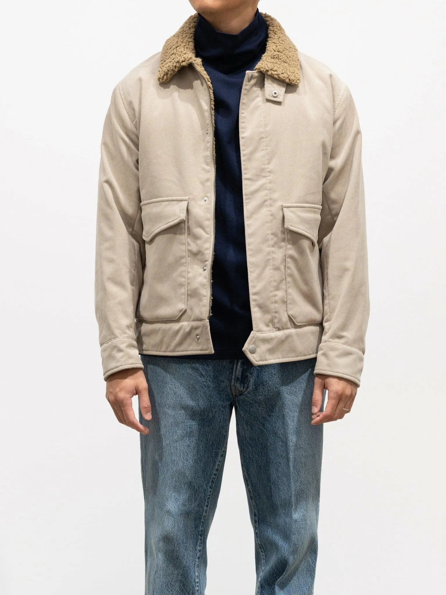 SOLOTEX Poly Stretch Corduroy Bomber Jacket - Graige