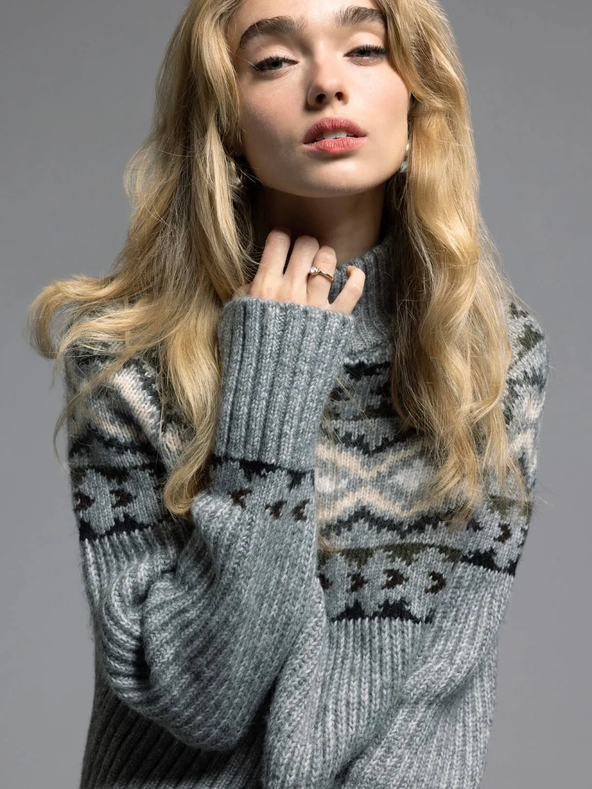 Spencer Mock Neck Grey Sweater