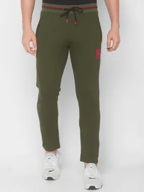 Spykar Men Green Cotton Slim Fit Low Rise Joggers