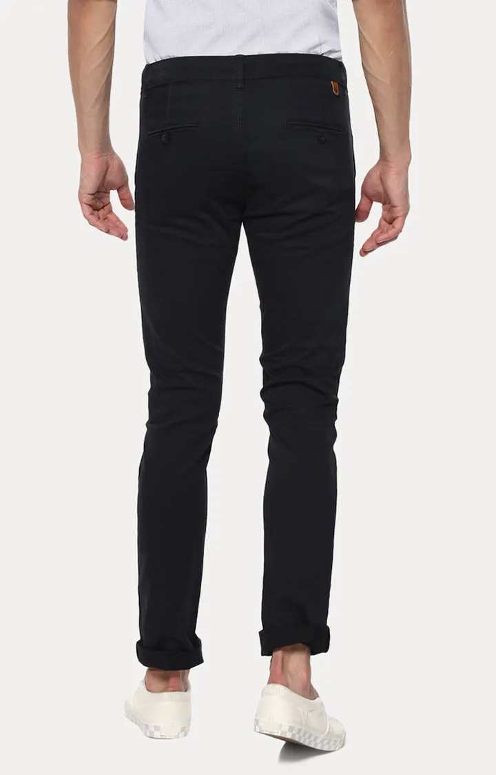 Spykar Men Navy Blue Solid Slim Fit Chinos