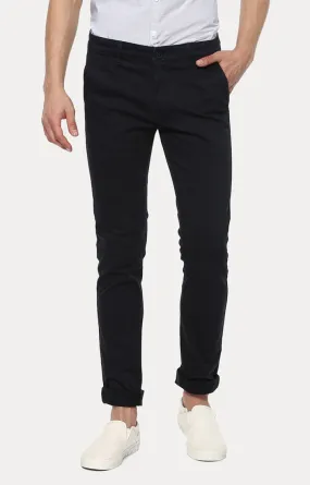 Spykar Men Navy Blue Solid Slim Fit Chinos