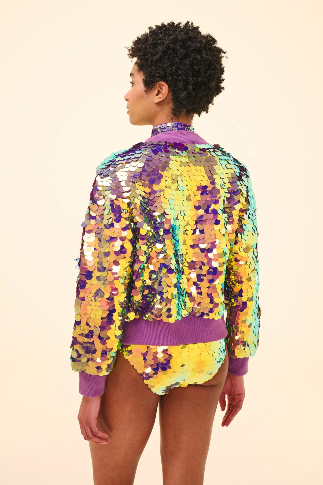 SUPERNOVA SEQUIN BOMBER JACKET - ORCHID