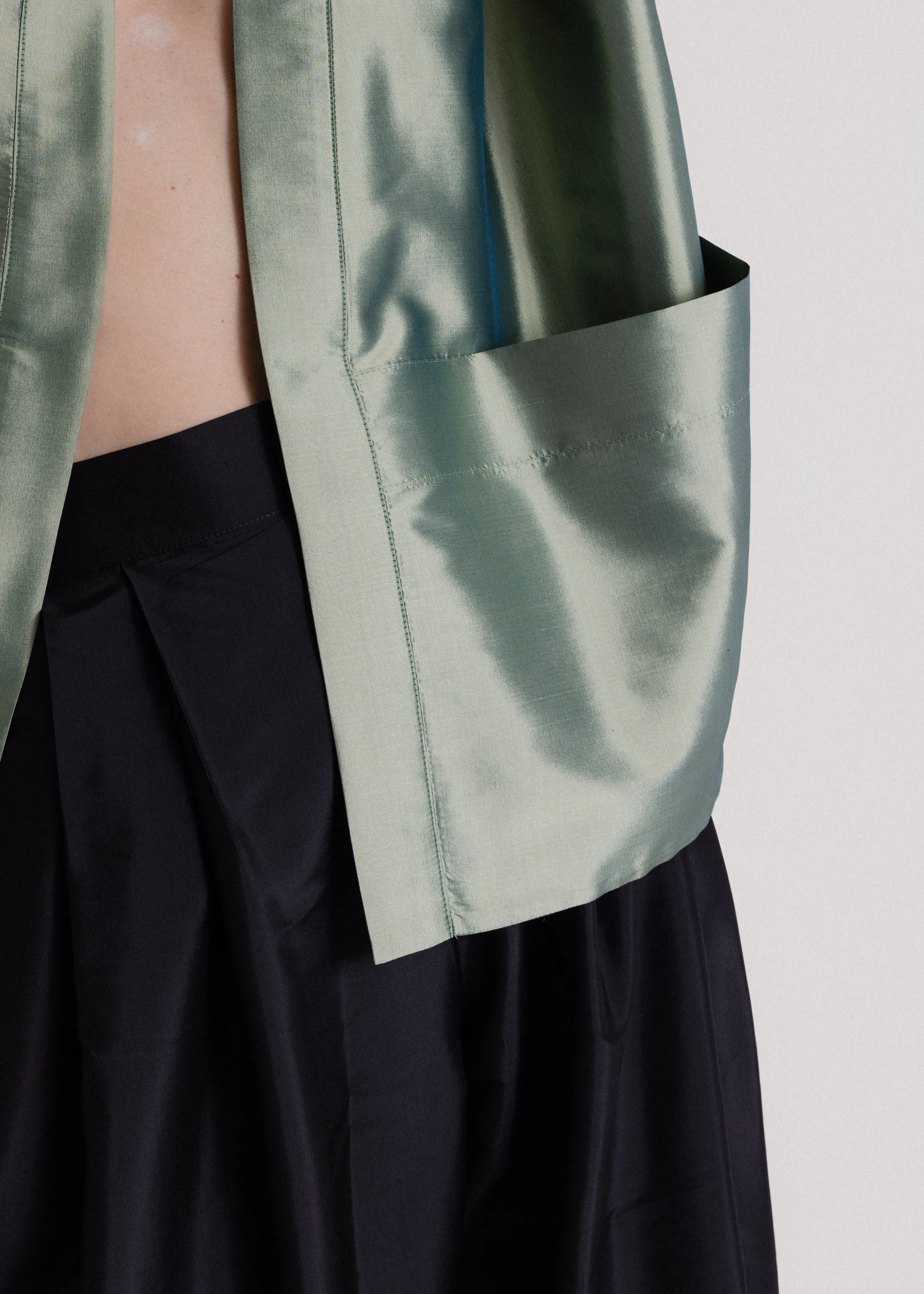 Taffeta Kimono Jacket in Green Hue