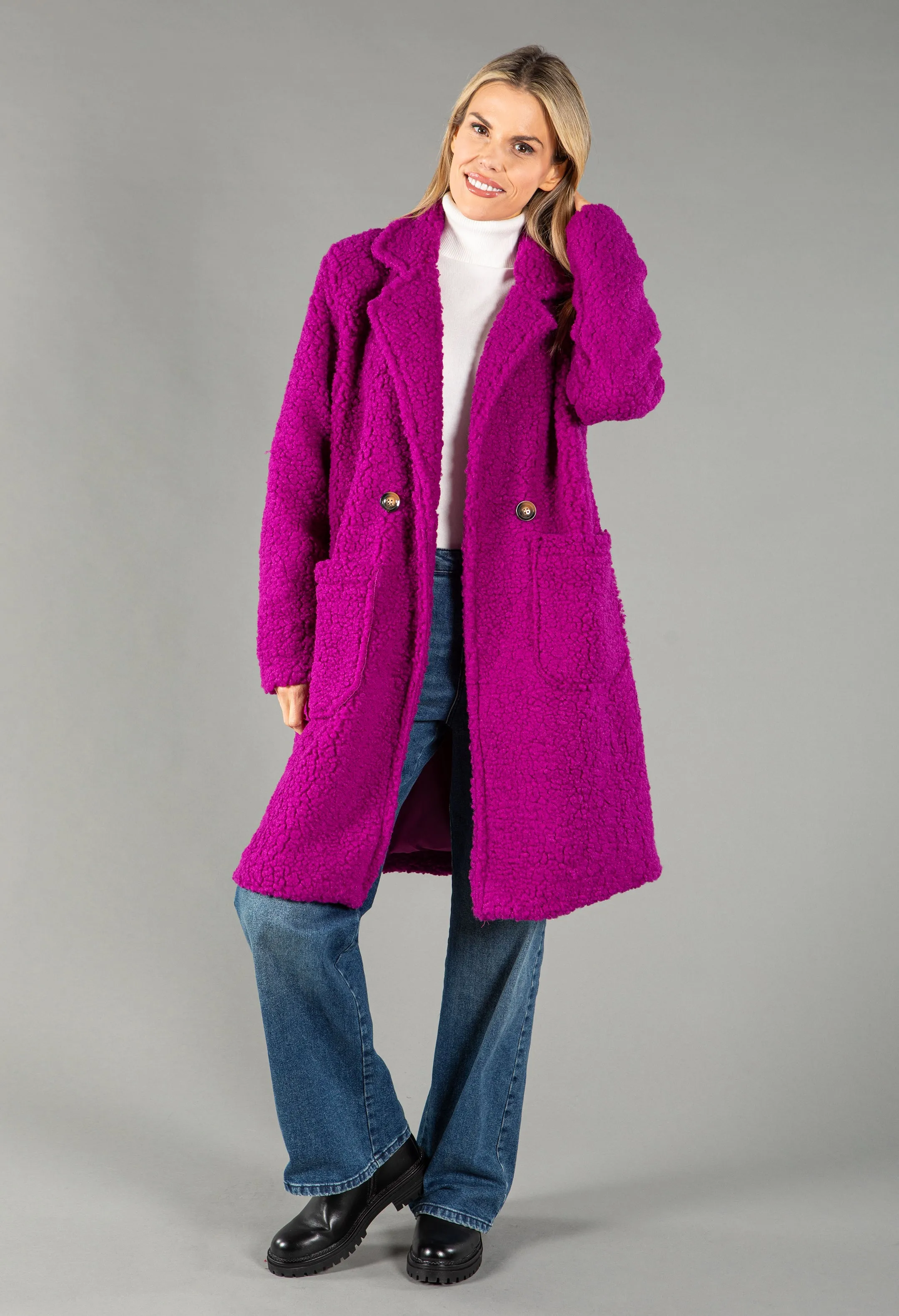 Teddy Button Close Coat