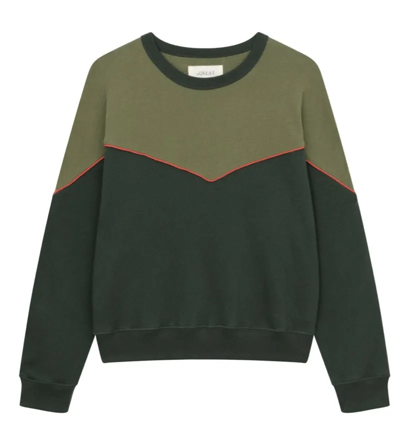 The Great - The Western Teammate Sweatshirt in Emerald Color Block