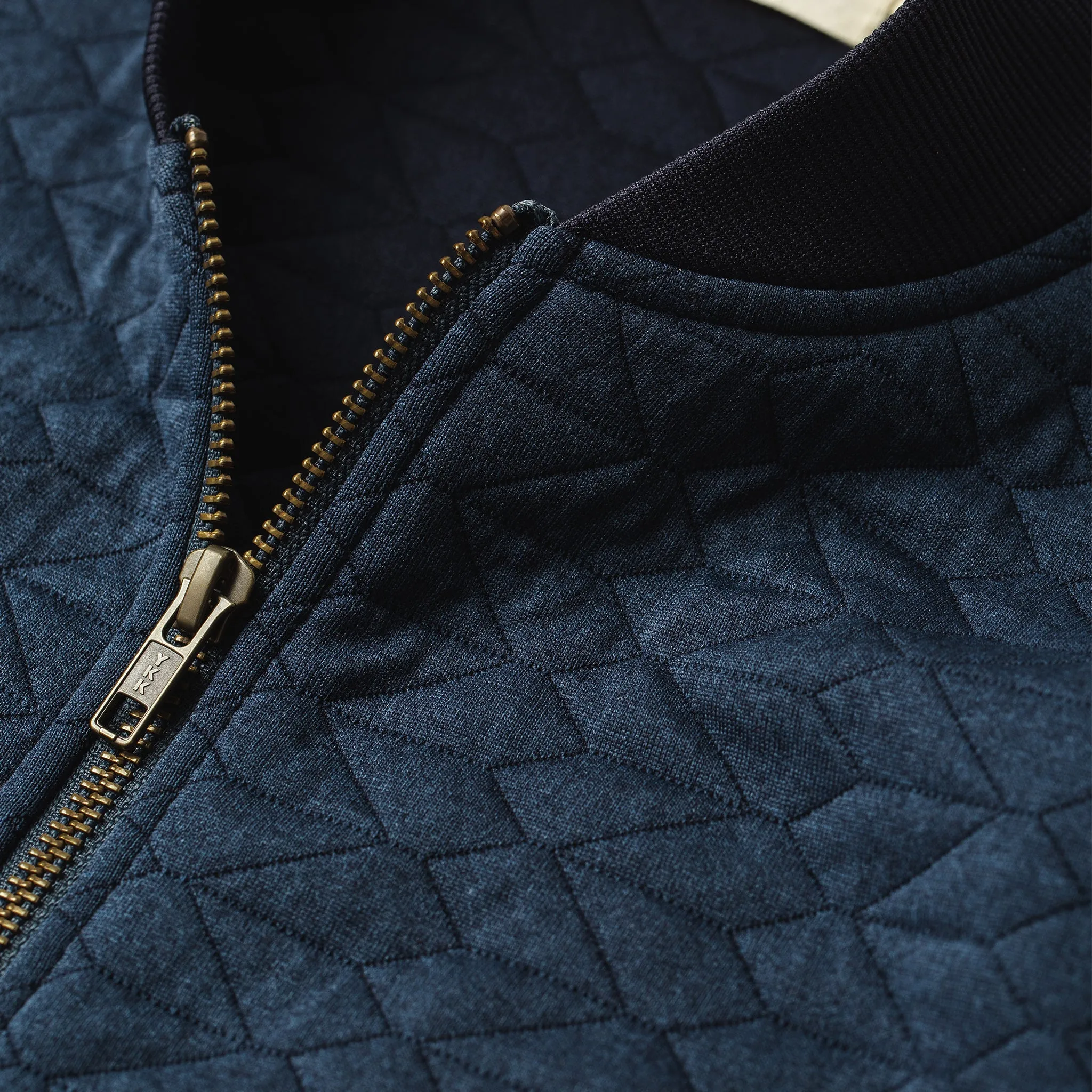 The Inverness Bomber in Navy Knit Quilt