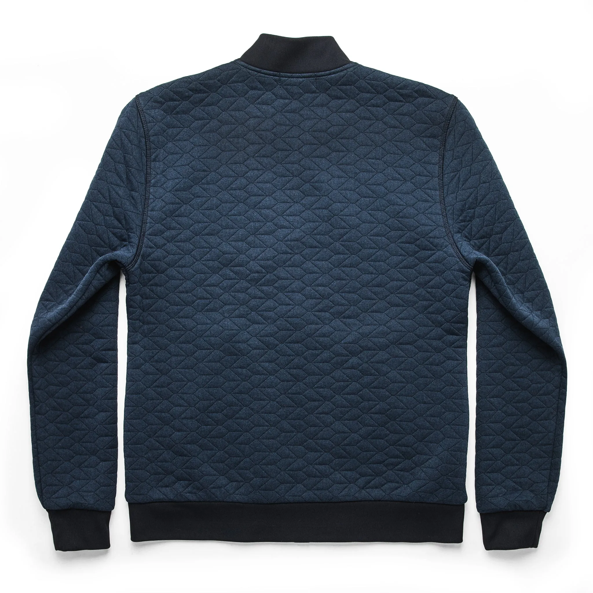 The Inverness Bomber in Navy Knit Quilt