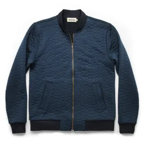 The Inverness Bomber in Navy Knit Quilt