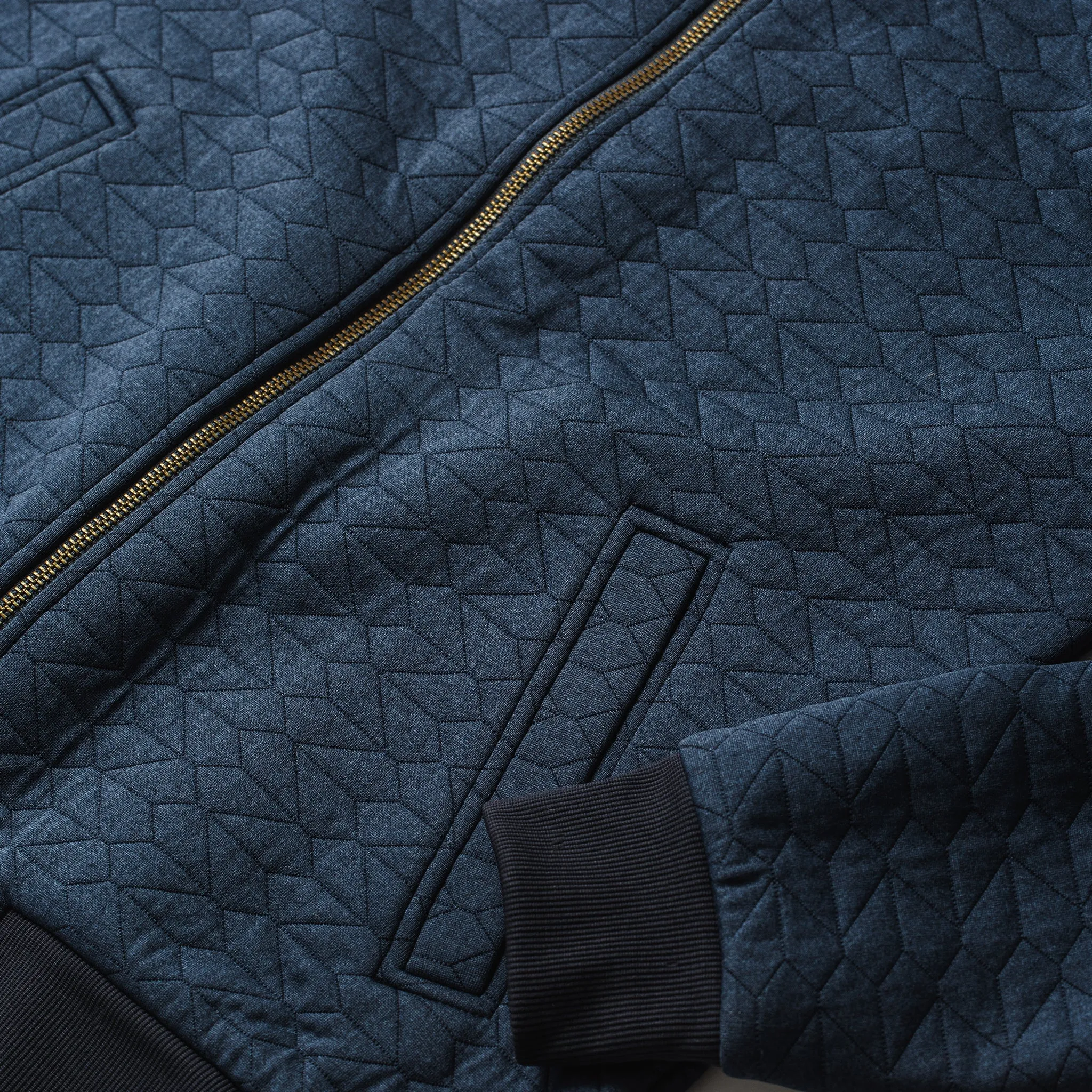 The Inverness Bomber in Navy Knit Quilt