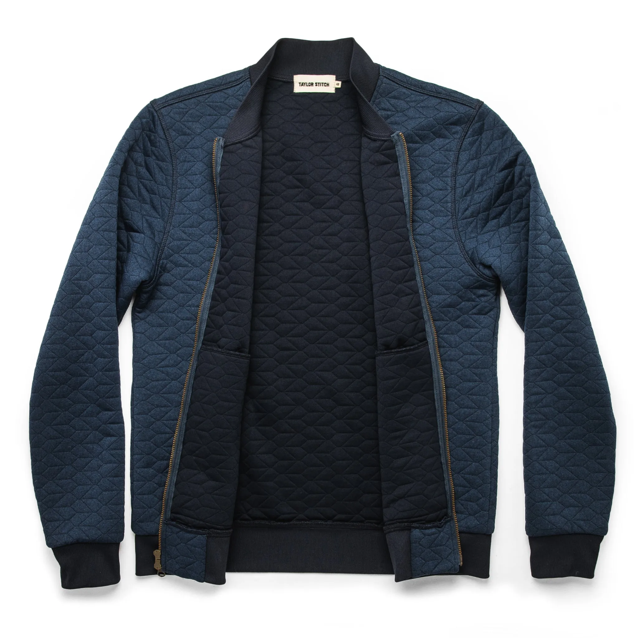 The Inverness Bomber in Navy Knit Quilt