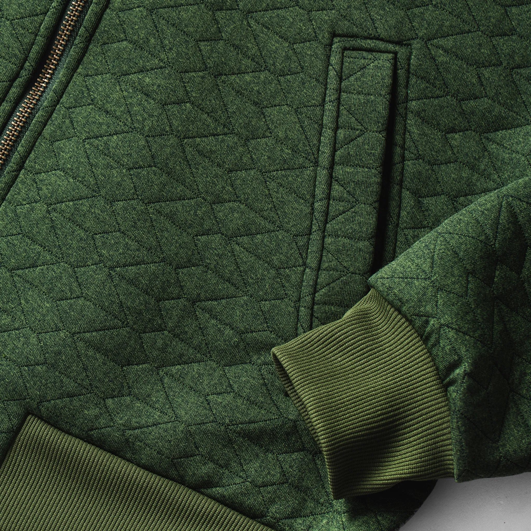 The Inverness Bomber in Olive Knit Quilt