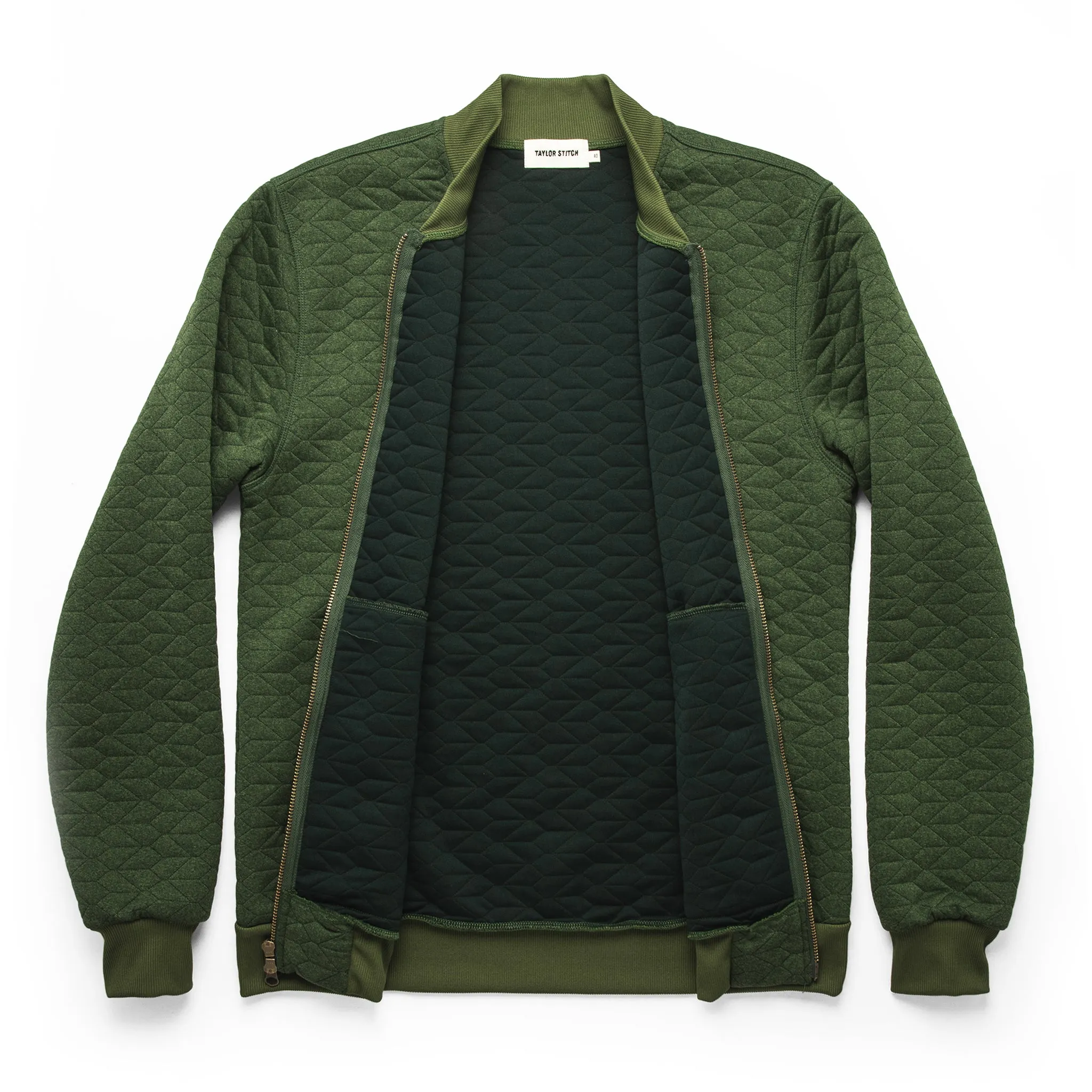 The Inverness Bomber in Olive Knit Quilt