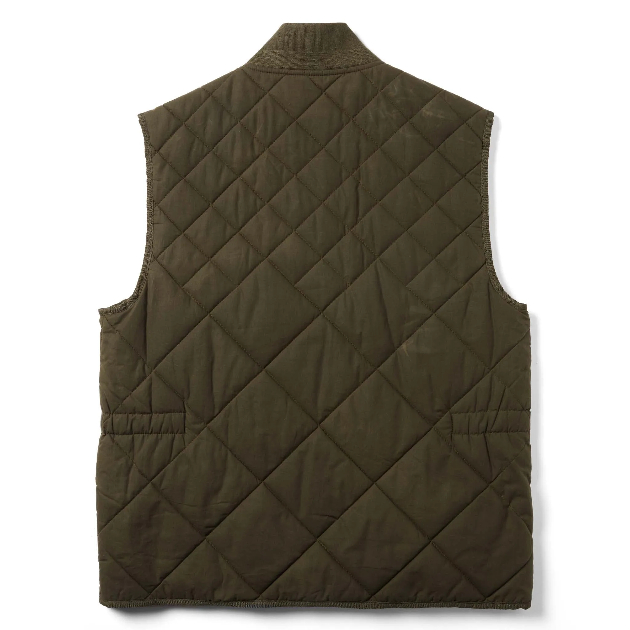 The Quilted Bomber Vest in Olive Dry Wax