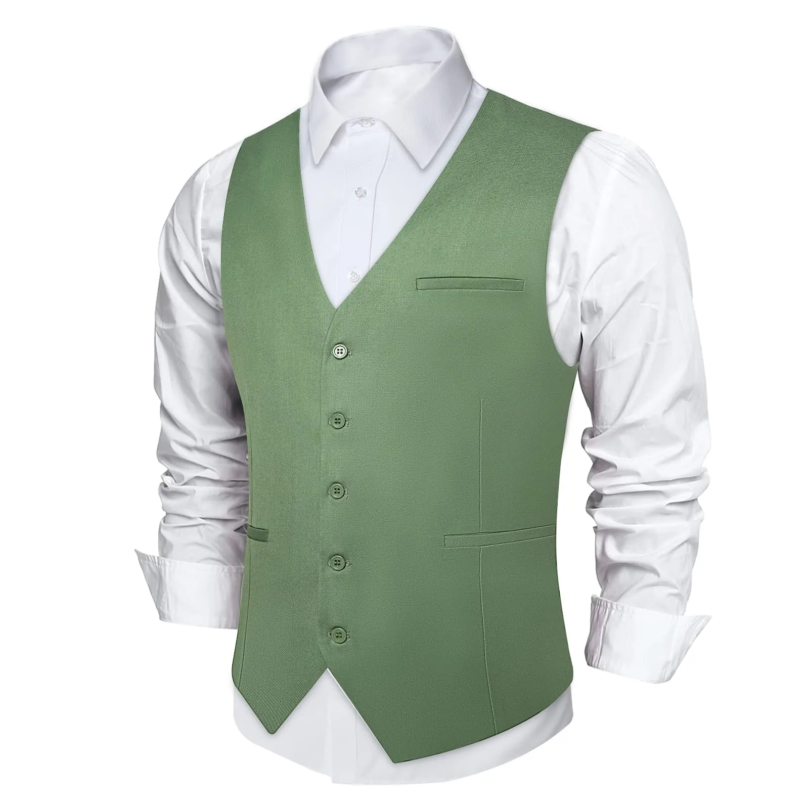 Ties2you Work Vest Asparagus Green Solid Silk Dress Tuxedo Vest for Men