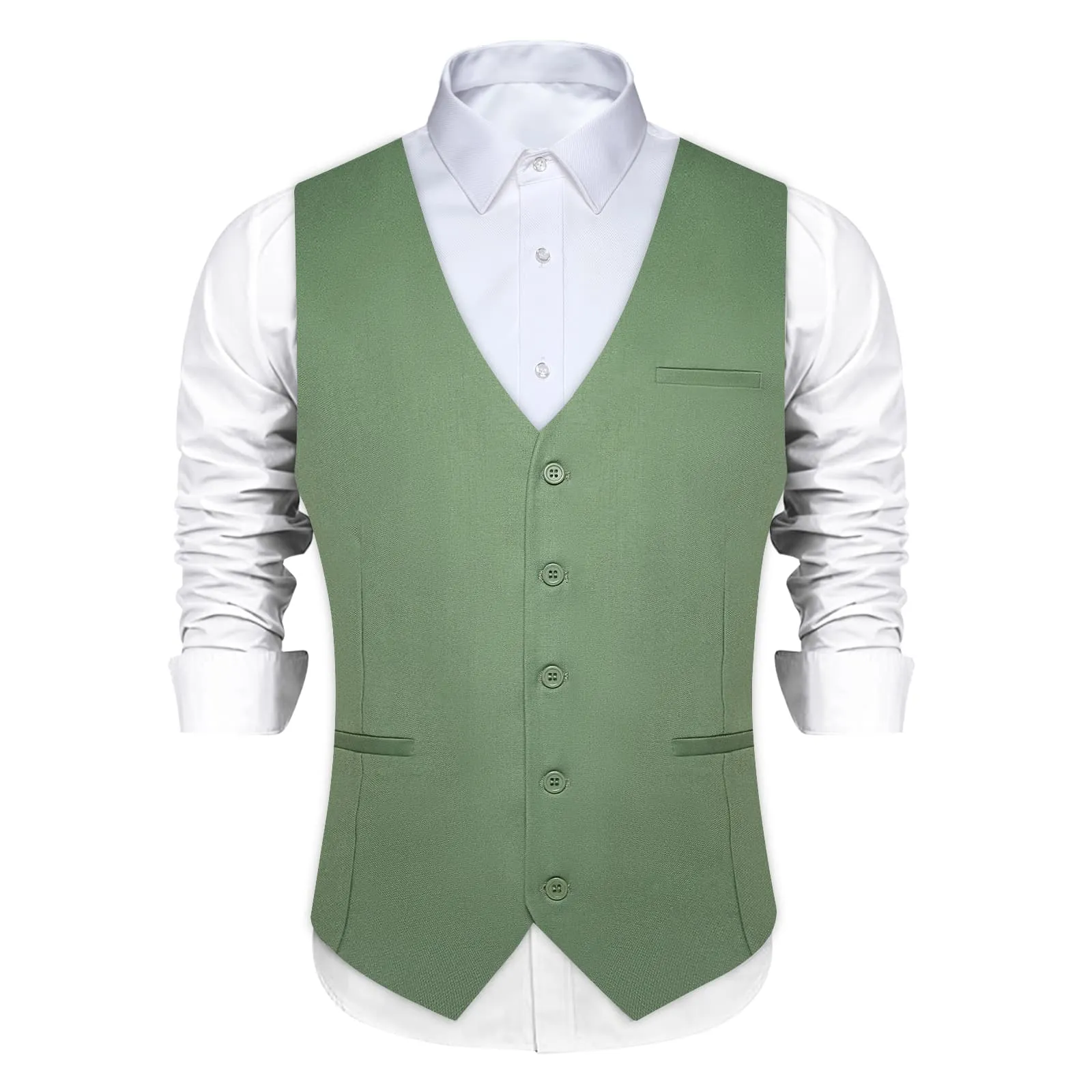 Ties2you Work Vest Asparagus Green Solid Silk Dress Tuxedo Vest for Men