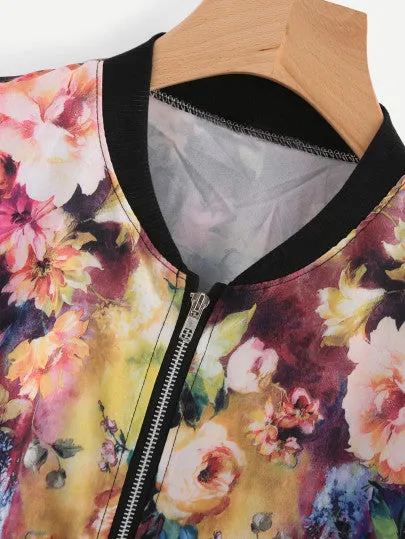 Tropical Floral bomber fashion jacket