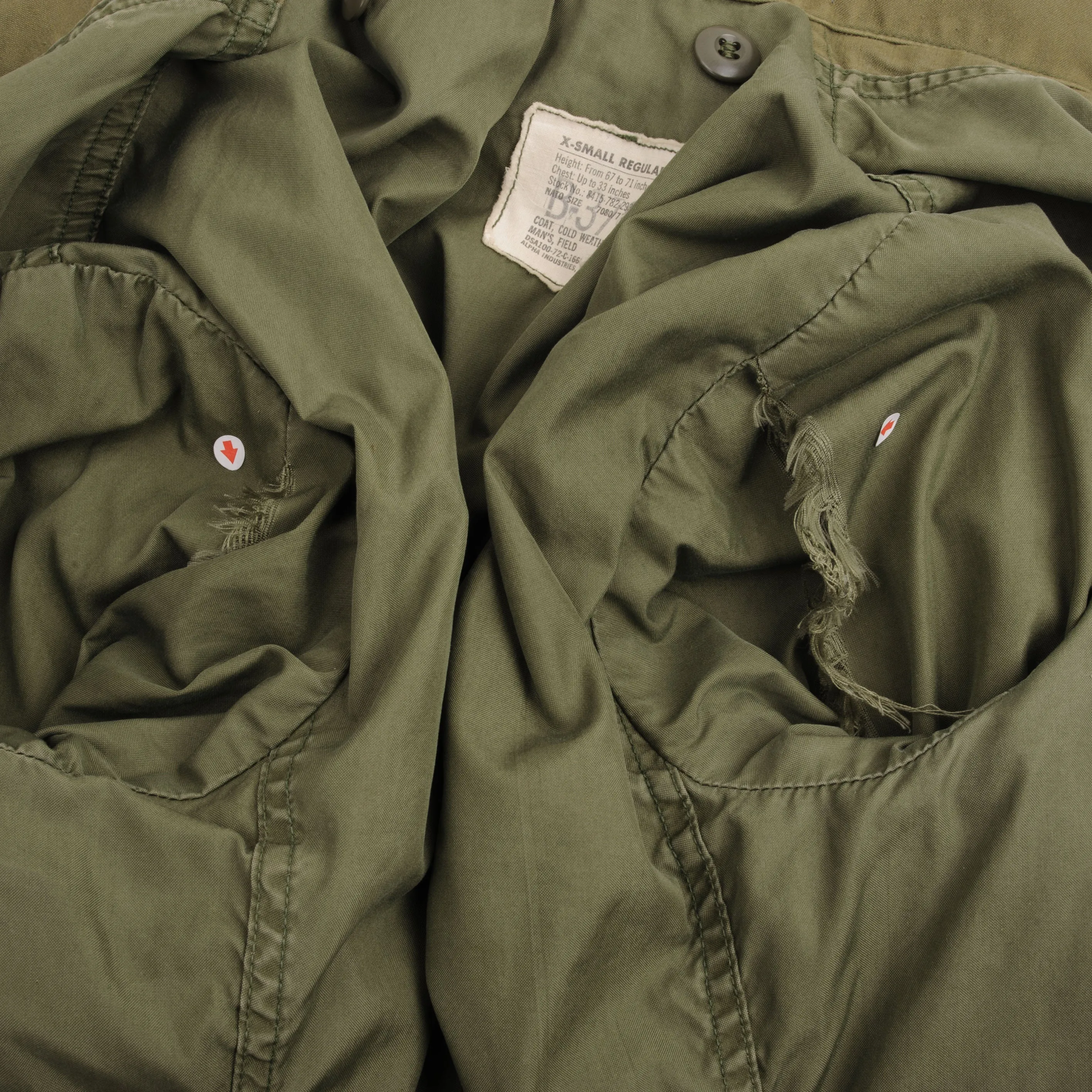 VINTAGE US ARMY M-1965 M65 1972 VIETNAM WAR FIELD JACKET SIZE XSMALL REG