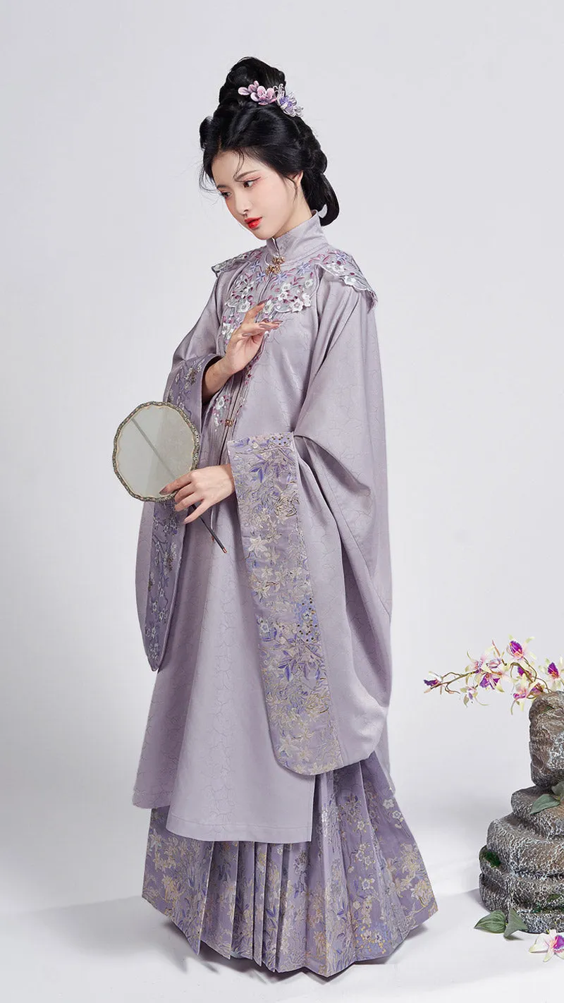 Violet Vintage Ancient Chinese Style Embroidery Hanfu Mamianqun Skirt Suit